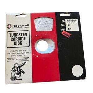 Rockwell Tungsten Carbide 6”  Diameter 46 Grit Disc No. 823917 NOS